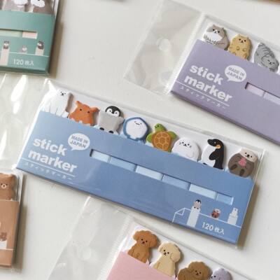 现货日本mindwave动物便利贴标签有粘性手帐工具狐狸海洋美食便签