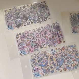 现货日本KAMIO趣味可折叠mini小屋贴纸手帐解压拼贴活页素材