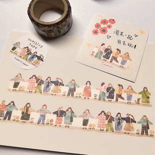[现货]日本Mindwave异型胶带和纸胶带小屋女孩邮票系列手帐素材