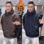 加厚摇粒绒拉链拼接软糯保暖连帽棉衣外套DM 冬季 58606 赢家
