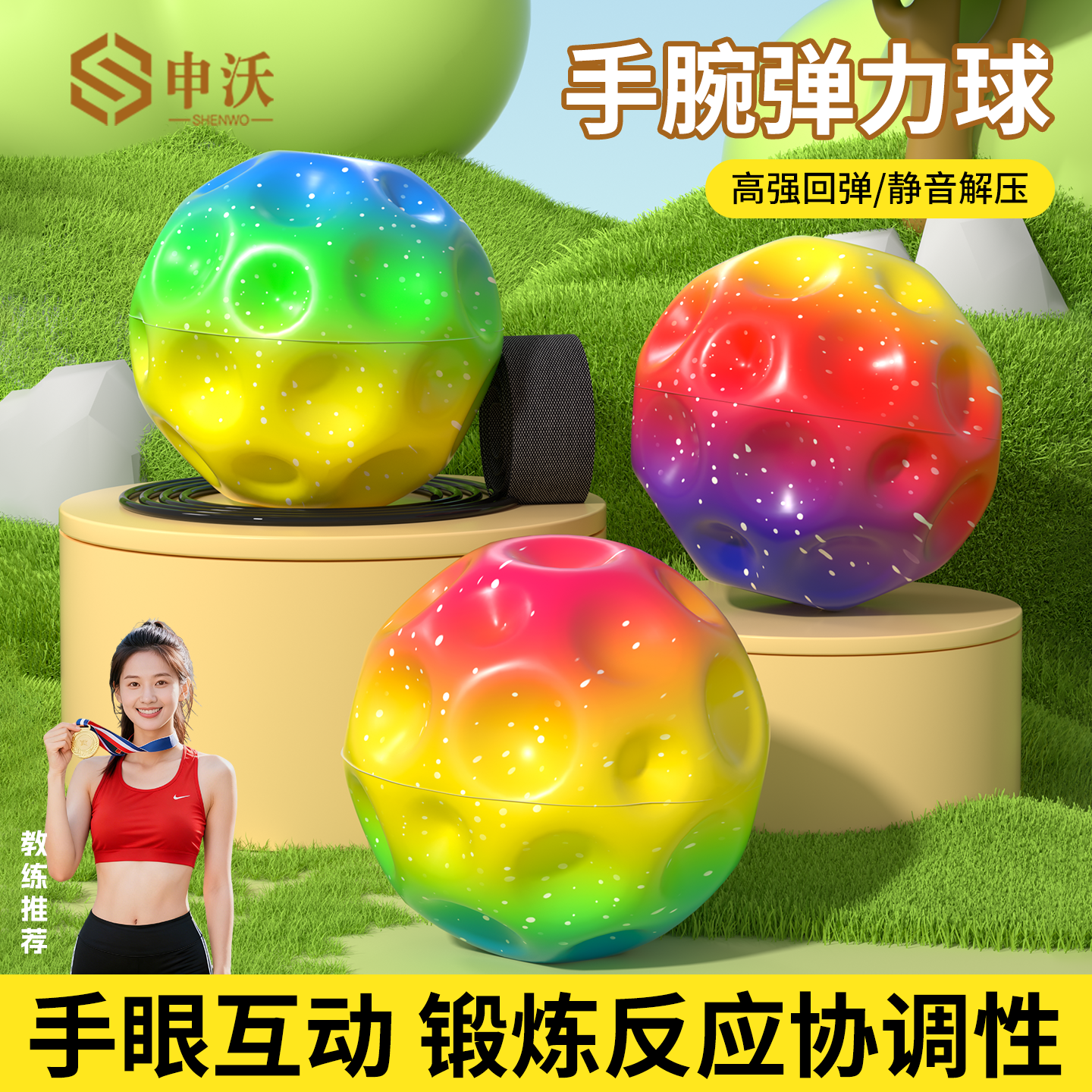 申沃儿童带绳手腕弹力球3C认证