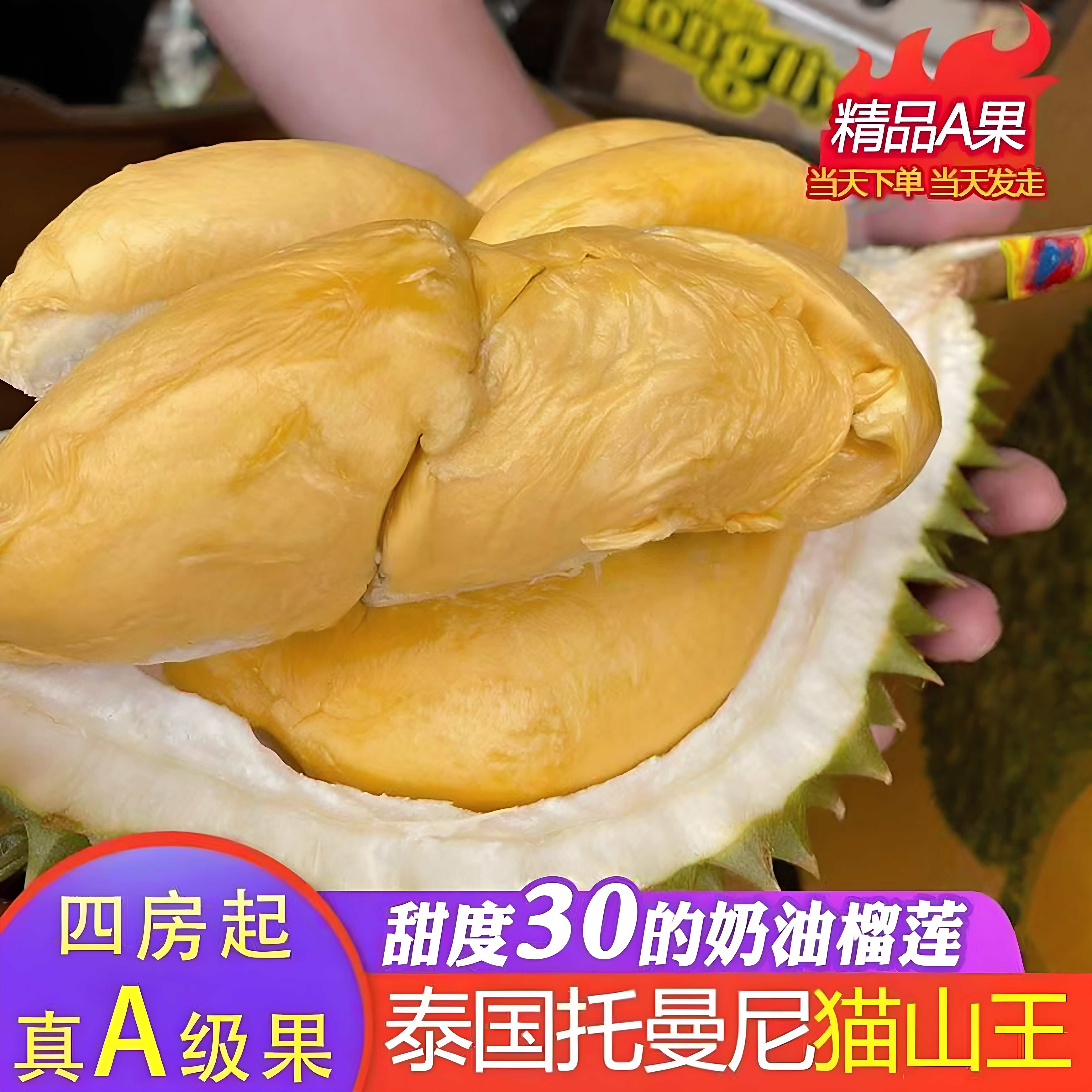 泰国进口托曼尼榴莲新鲜网红巴掌小榴莲小猫山榴莲甲仑一整个带壳