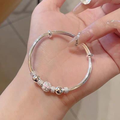 儿童银手镯纯银9999小孩银镯子学生足银手镯手环女童镯子生日礼物