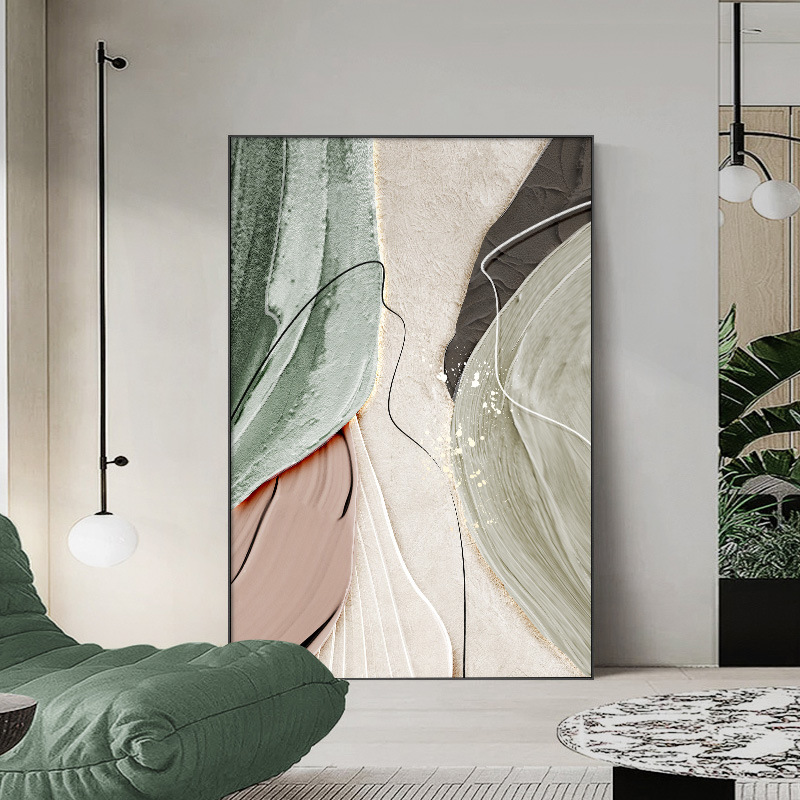 手工抽象色块装饰画现代玄关立体肌理高级感油画大尺寸背景落地画图片