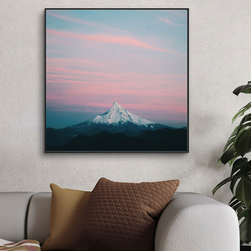 日式风格客厅装饰画卧室风景挂画现代简约餐厅富士山正方形墙画图片
