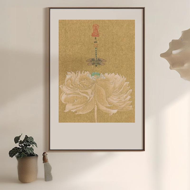 新中式入户玄关禅意装饰画酒店餐厅包间花鸟挂画茶室书房背景挂画图片