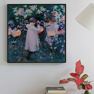 十七小众艺术馆萨金特北欧式复古玄关挂画中古装饰画油画客厅书房