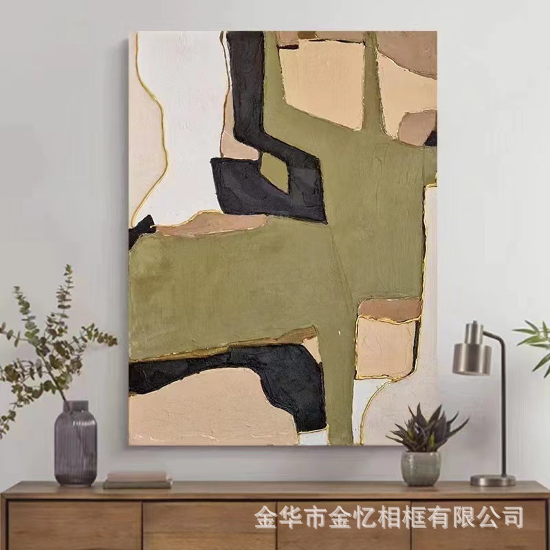 纯手绘大尺寸客厅玄关书房装饰画大尺寸现代极简风抽象落地大气挂图片