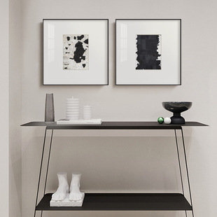 缄默 玄关装 饰画黑白风格 抽象艺术壁画酒店客厅挂画 现代抽象风格