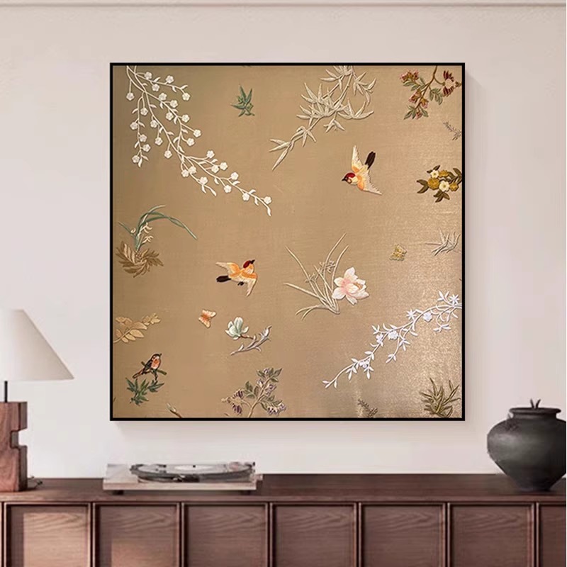 宋代美学挂画新中式喜上枝头酒店餐厅装饰画禅意书房茶室方形挂画图片