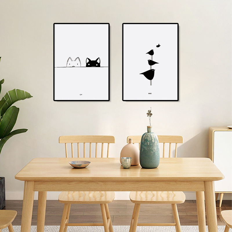 客厅卧室装饰画现代简约线条黑白抽象组合挂画玄关楼道儿童房挂画图片