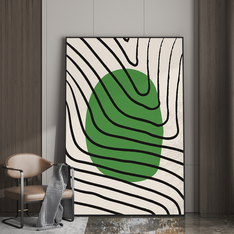 极简黑白条纹装饰画玄关走廊墙面壁画客厅餐厅卧室楼梯  大幅挂画图片