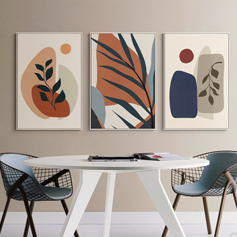 北欧小清新植物抽象装饰画餐厅玄关客厅沙发背景墙挂画时尚图片