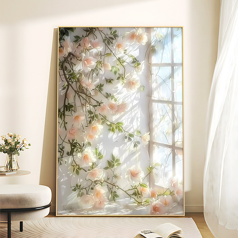 奶油风花卉客厅装饰画小清新沙发背景墙落地画北欧ins玄关挂画图片
