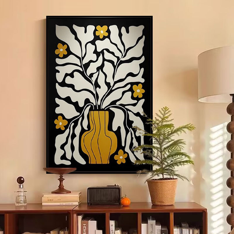 现代植物花卉客厅装饰画法式玄关画高级感过道画走廊挂画餐厅壁画图片