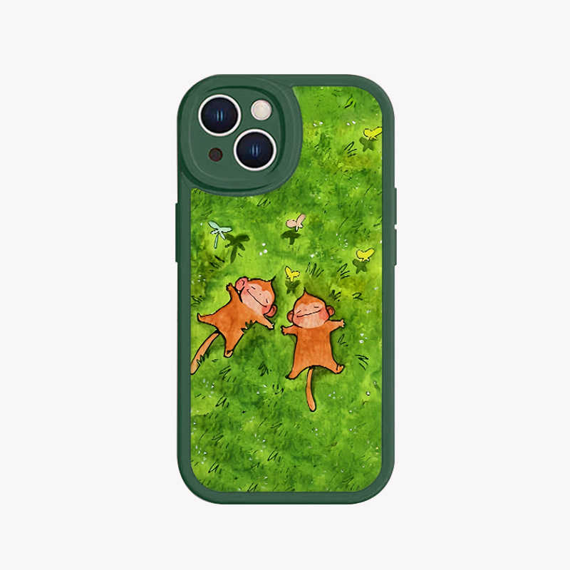 治愈可爱猴子iPhone16promax苹果15新款mate60华为p70适用nova荣耀200小羊皮手机壳opporeno12vivos100小米14