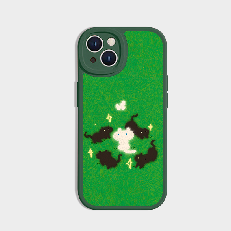 绿色黑猫简约适用于iPhone15promax苹果13小米14荣耀90手机壳opporeno11vivox100新款mate60华为70nova12