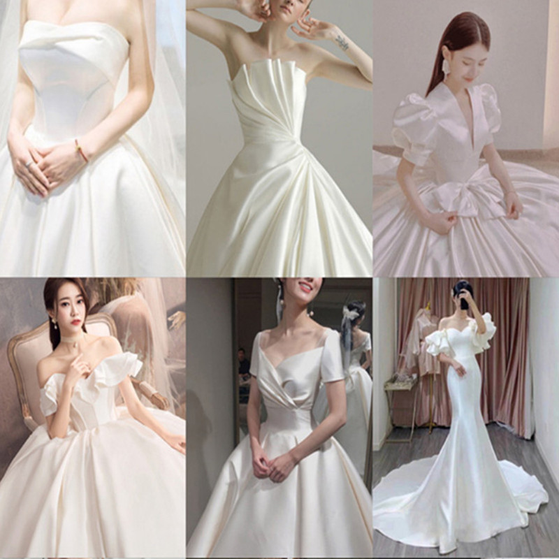 出租缎面主婚纱礼服新款新娘2021简约旅拍森系显瘦梦幻拖尾女租赁