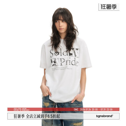 TGNS复古乐队字体印花T恤男女款