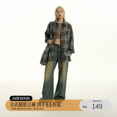 TGNS磨毛格子衬衫美式情侣外套