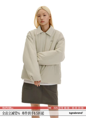 TGNS潮牌金属圆弧夹棉夹克女冬季美式休闲宽松加厚保暖棉衣外套男