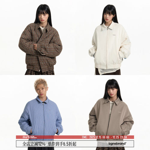 TGNS双面穿工装翻领夹克棉服外套