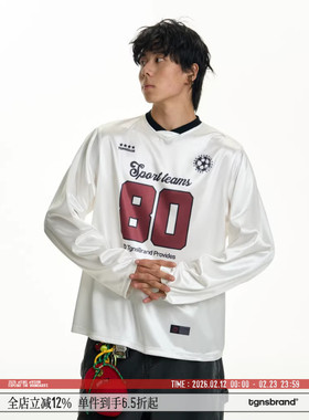 TGNS潮牌流光缎足球服男春季Blokecore长袖t恤美式运动绿色球衣女