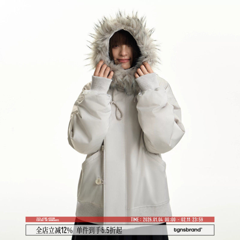 TGNS浅色大毛领ma1派克服女冬季座山雕工装棉服情侣棉衣厚外套男,男装,棉衣,淘宝优惠券,粉丝福利购,淘宝优惠卷