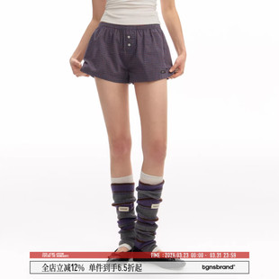 休闲百搭BM风家居裤 TGNS美式 海边出游平角裤 男女夏季 复古格子短裤