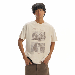 TGNS做旧乐队人像印花t恤男女同款美式复古短袖宽松潮流半袖上衣