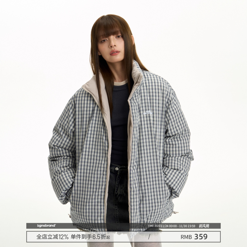 TGNS双面穿棉衣冬季加厚棉服外套