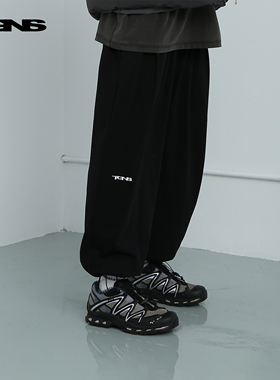 TGNS廓形工装裤灰色卫裤男生秋季抽绳束脚裤运动宽松垂感休闲长裤