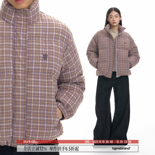 TGNS立领格子棉服加厚保暖面包服