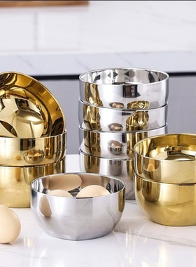 304不锈钢金色碗食品级韩式碗新品防烫儿童碗家用lns宝宝金汤面碗