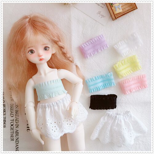 6分BJD短裙 30cm娃娃衣服抹胸  白色蕾丝短裙 娃衣