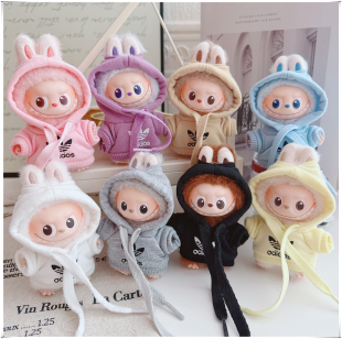 拉布布四代4.0娃衣套装衣服黑白卫衣套头衫Labubu娃娃衣公仔替换