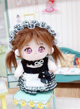 小焦糖10cm棉花娃娃女紫色发正常体娃娃有骨架可爱娃衣服公仔玩偶