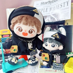 现货棉花娃娃娃衣10cm15cm20cm黑色卫衣男友力套装 男娃衣服发带