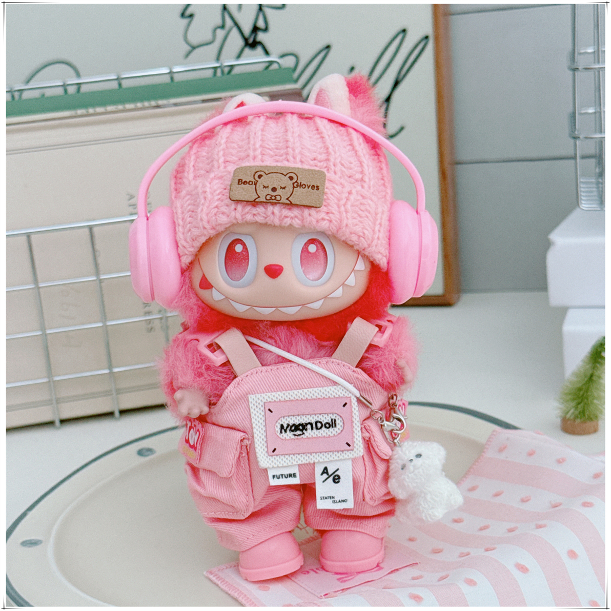 labubu可乐拉布布娃衣坐坐labubu