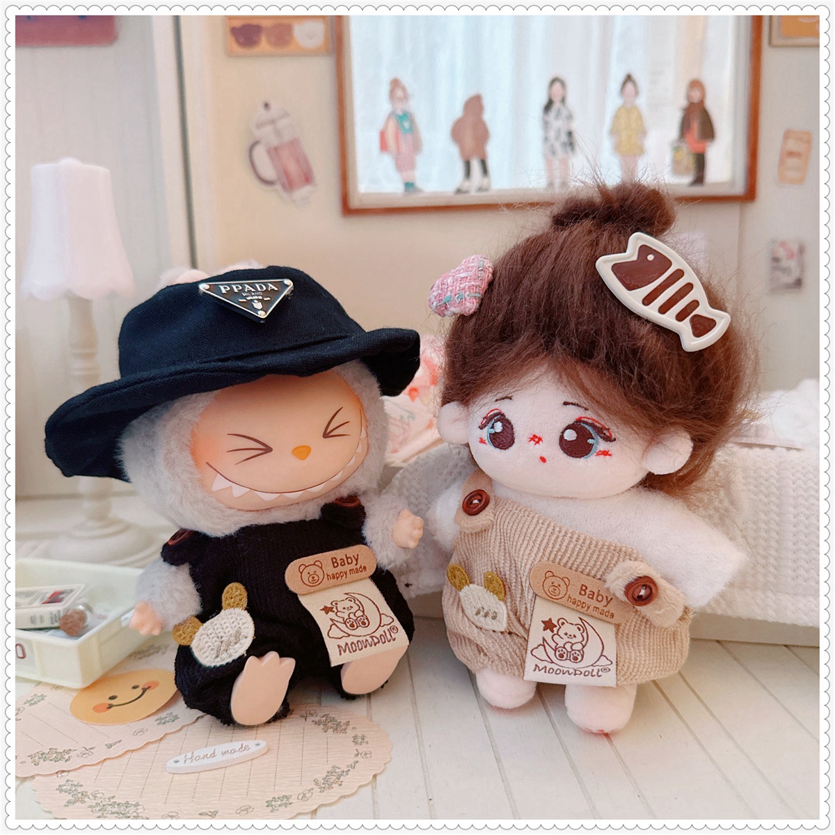 二代Labubu拉布布黑T帽套装