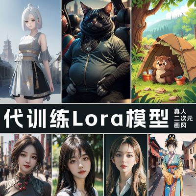 FLUX代训练lora模型AI真人模型代训练sd二次元绘画训练画风模型
