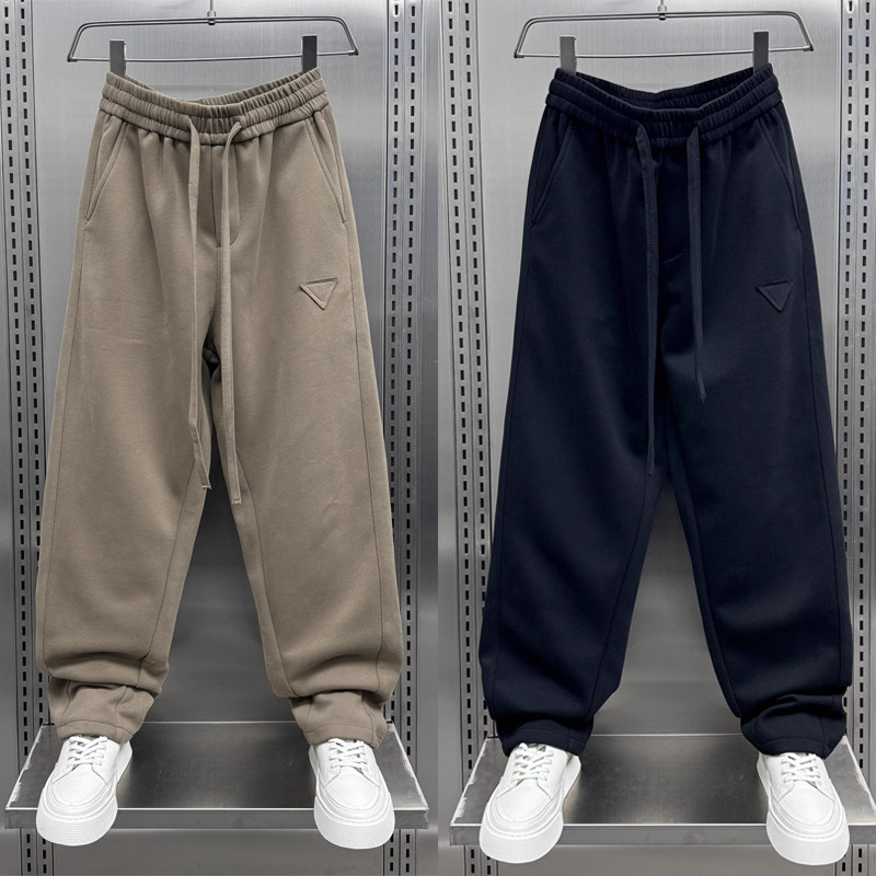 秋冬休闲弯刀裤男士2024新款韩版潮流宽松直筒拼接潮牌运动卫裤男,男装,卫裤,淘宝优惠券,粉丝福利购,淘宝优惠卷