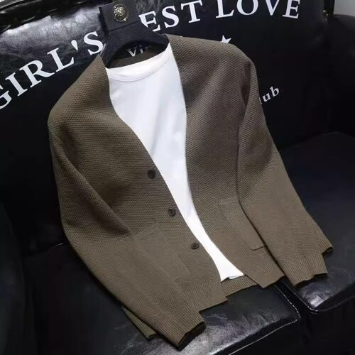 潮牌轻奢针织开衫外套男