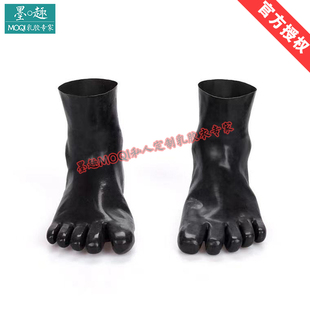 乳胶五指袜子男女长短筒袜黑色纯色一次成型性感乳胶衣五趾长筒袜