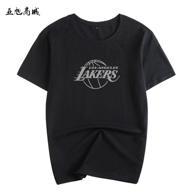 湖人队篮球运动T恤lakers logo詹姆斯23LBJ短袖科比宽松学生半袖