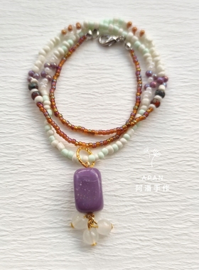 APAN原创《仲夏花之梦》手作时尚百搭彩色颈链可调节叠戴项链小众