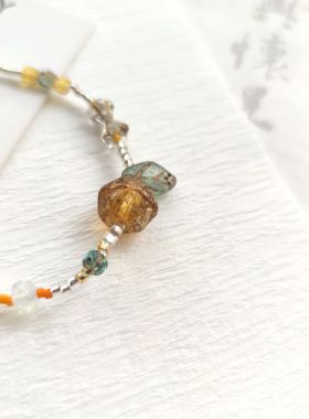 阿潘手作新品中古vintage捷克琉璃个性小众精致串珠法式复古手链