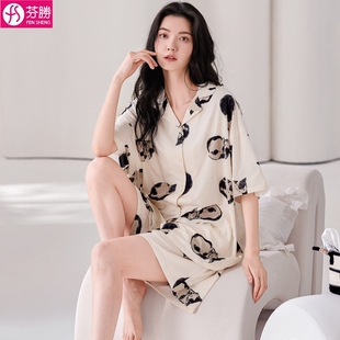 短裤 纯棉短袖 大码 2026新款 睡衣女款 100%全棉可外穿家居服薄款 夏季