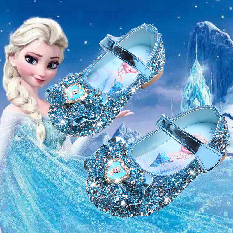 女童水晶鞋冰雪奇缘新款爱莎公主鞋小女孩软底凉鞋儿童艾莎表演鞋