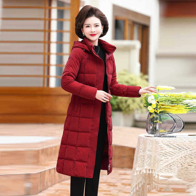 新款年轻妈妈装中长款过膝宽松加肥大码加厚羽绒棉衣服棉袄外套女